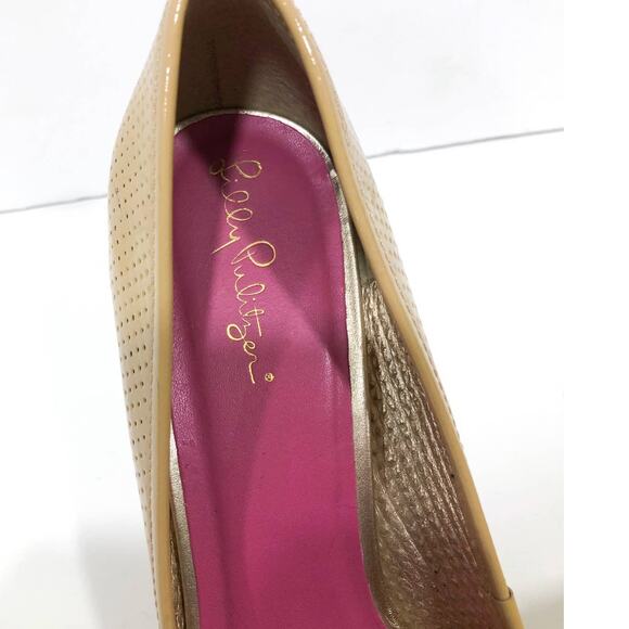 Lilly Pulitzer Perforated Patenet Leather Espadrille Wedges - Picture 9 of 10
